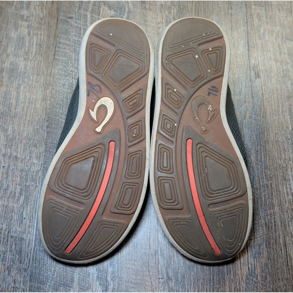 OluKai Moku Pae Island Salt Gray Orange Mens Size 9 Slip On Boat Shoes